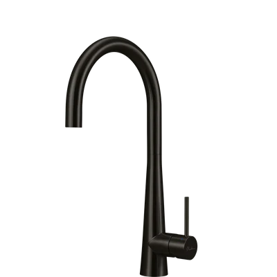 OLIVERI ESSENTE 316 LEAD FREE GOOSE NECK KITCHEN MIXER 443MM BRUSHED BLACK