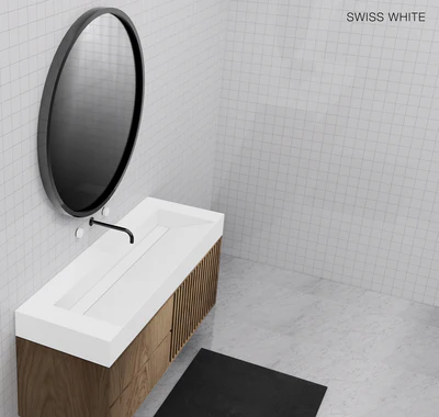 GALLARIA ELAN RECTANGULAR ELEMENTS STONE WASHPLANE 1600MM SWISS WHITE