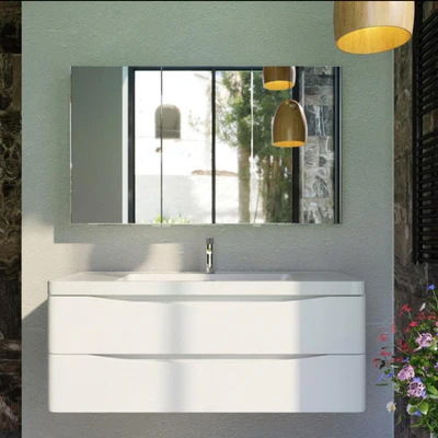 BELBAGNO ANCONA GLOSS WHITE 1200MM SINGLE BOWL WALL HUNG VANITY AND BASIN
