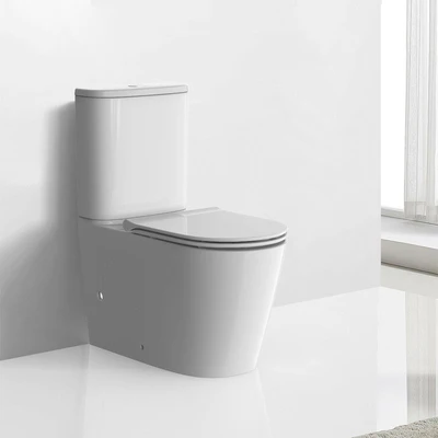 AQUAPERLA ARROW SERGIO DUAL FLUSH WASHDOWN TWO PIECE CERAMIC TOILET SUITE WITH SOFT CLOSED SEAT WHITE