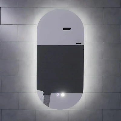 RIVA O2 FRAMELESS BACKLIT OVAL LED MIRROR 3 COLOUR LIGHTS 450X900MM