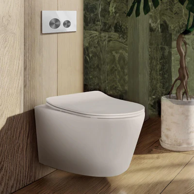 BELBAGNO GLASS IN WALL CIRCLE ALLOY BUTTON FLUSH PLATES 256MM WHITE AND GUN GREY ALUMINIUM