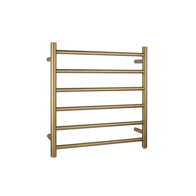 AQUAPERLA  6-BAR ROUND LADDER HEATED TOWEL RAIL 620MM BRUSHED BRASS