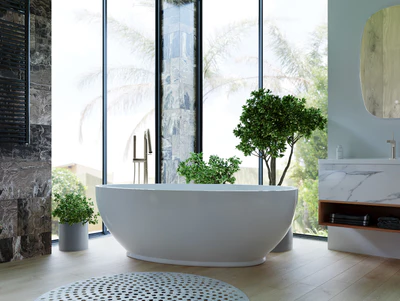BELBAGNO AVEO FREESTANDING BATHTUB SEMI GLOSS WHITE 1700MM