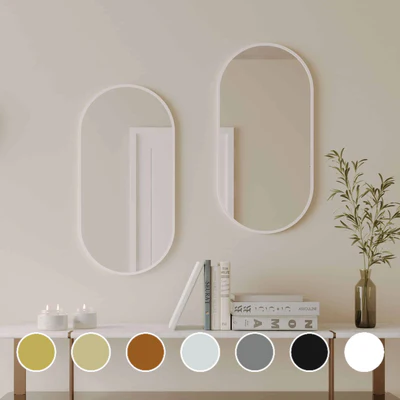 REMER MODERN OBLONG OVAL FRAMED MIRROR CUSTOM COLOURS 460X910MM