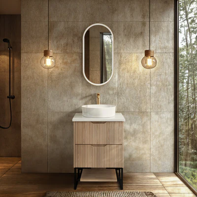 RIVA BALI AMERICAN OAK 600MM SINGLE BOWL FLOOR STANDING VANITY