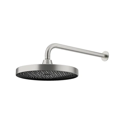 AMOZA CURVED SHOWER ARM & HEAD 2 PACKS 300MM BRUSHED STAINLESS STEEL