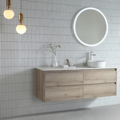 REMER ECLIPSE ROUND FRAMED LED MIRROR WITH DIMMER & DEMISTER MATTE WHITE 800X800MM