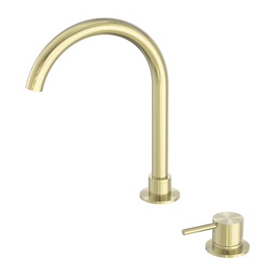 NERO MECCA HOB BASIN MIXER ROUND SWIVEL SPOUT BRUSHED GOLD