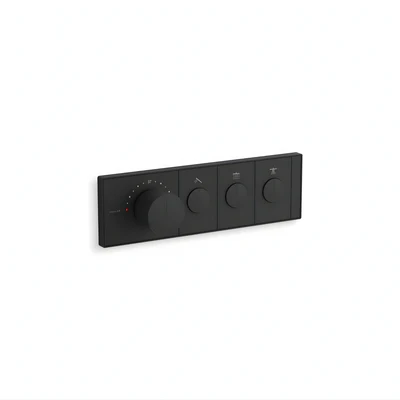 KOHLER ANTHEM THREE OUTLETS RECESSED MECHANICAL THERMOSTATIC CONTROL PANEL AND VALVE COMPLETE KIT MATTE BLACK