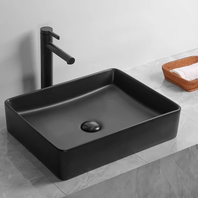 INFINITY ABOVE COUNTER CERAMIC BASIN MATTE BLACK 480MM