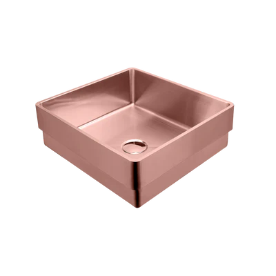 OLIVERI MILAN RECTANGULAR STAINLESS STEEL INSET BASIN COPPER 400MM