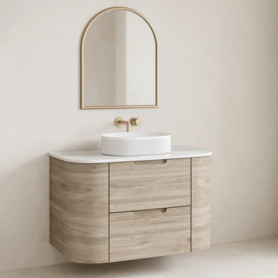 VITO CALVO CLASSIC OAK 750MM CURVED SINGLE BOWL WALL HUNG VANITY