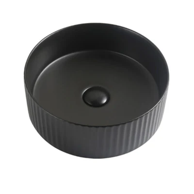 RIVA 499 FLUTED ABOVE COUNTER BASIN MATTE BLACK 360MM