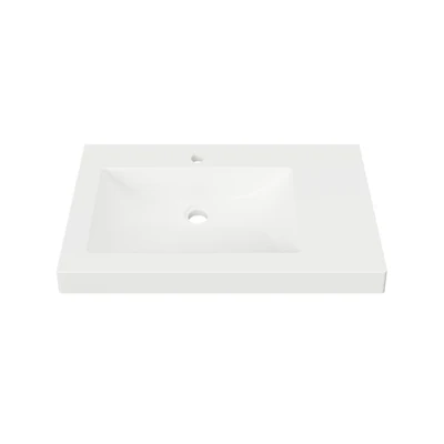 DUROCLASS MONACO GRAND GLOSS WHITE OFFSET SINGLE BOWL UNDERMOUNT VANITY TOP (MULTIPLE SIZES AVAILABLE)