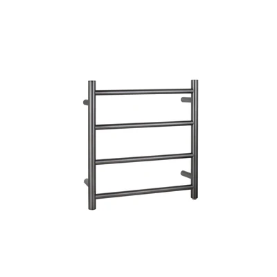 AQUAPERLA 4-BAR ROUND LADDER HEATED TOWEL RAIL BRUSHED GUN METAL 520MM