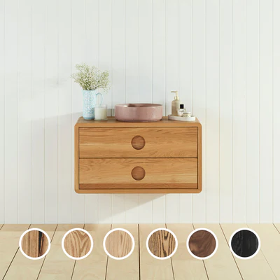 JR BESPOKE LUNA SOLID TIMBER CUSTOM WALL HUNG VANITY (ALL SIZING)