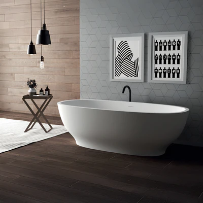 DOMUS LIVING LEMONIA FREESTANDING BATHTUB WITH OVERFLOW MATTE WHITE 1750MM