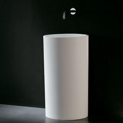 GALLARIA ALTA FREESTANDING PEDESTAL STONE BASIN WHITE 495MM X 810MM