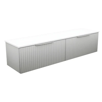 FIENZA BAYVIEW STONE GREY MATTE 1800MM DOUBLE BOWL WALL HUNG VANITY