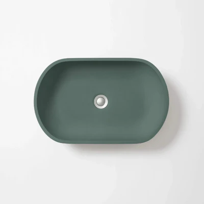 CONCRETE STUDIO KAARLA OVAL ABOVE COUNTER BASIN TEAL 540MM