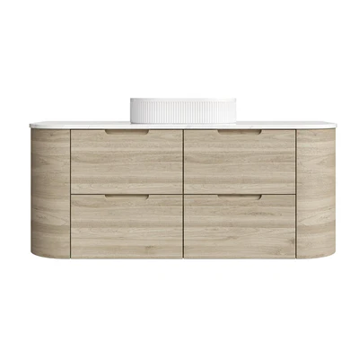VITO CALVO CLASSIC OAK 1500MM CURVED SINGLE BOWL WALL HUNG VANITY