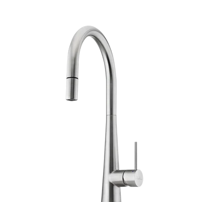 OLIVERI ESSENTE 316 LEAD FREE GOOSE NECK PULL OUT KITCHEN MIXER 443MM STAINLESS STEEL