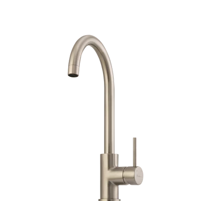 OLIVERI VENICE LEAD FREE GOOSE NECK KITCHEN MIXER 362MM BRUSHED NICKEL