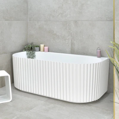 ENFLAIR AGORA GROOVE FLUTED BACK TO WALL BATHTUB MATTE WHITE (AVAILABLE IN 1500MM AND 1700MM)