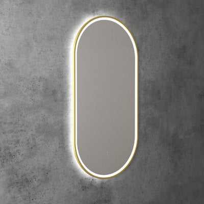 AULIC BEAU MONDE LED MIRROR BRUSHED GOLD 3 COLOUR LIGHTS 450X900MM