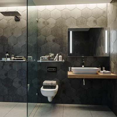 REMER AMBER SILVER LED SHAVING CABINET 900X700MM