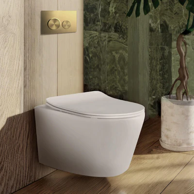 BELBAGNO ABS IN WALL CIRCLE BUTTON FLUSH PLATES 256MM BRUSHED GOLD