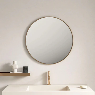 MERCIO ALUMINIUM FRAMED ROUND MIRROR BRUSHED GOLD 600X600MM