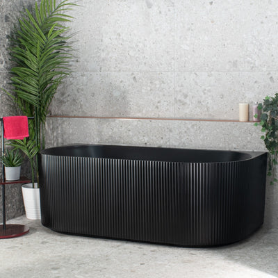 ENFLAIR BRIGHTON GROOVE FREESTANDING BACK TO WALL BATHTUB MATTE BLACK (AVAILABLE IN 1500MM AND 1700MM)