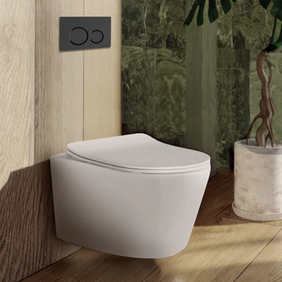 BELBAGNO ABS IN WALL CIRCLE BUTTON FLUSH PLATES 256MM MATTE BLACK