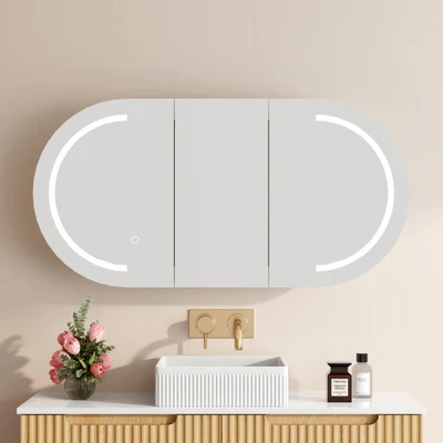 MERCIO ATHENA MATTE WHITE LED SHAVING CABINET 1200X600MM