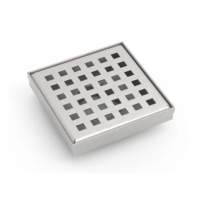 BELLA VISTA BUILDERS SQUARE PATTERN MINI SHOWER GRATE 100MM STAINLESS STEEL