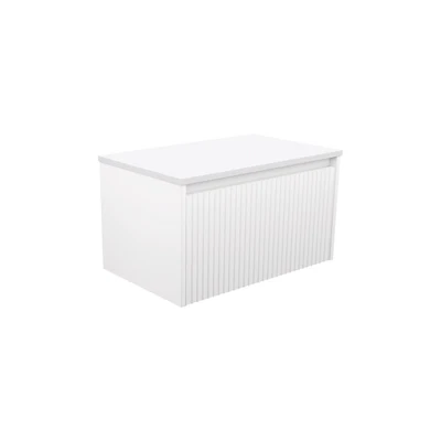 FIENZA ALINA SATIN WHITE FLUTED 750MM SINGLE BOWL WALL HUNG VANITY