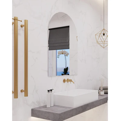 THERMOGROUP ABLAZE ARCH SHAPE MIRROR WITH HANGERS INCLUDING DEMISTER 750X1000MM
