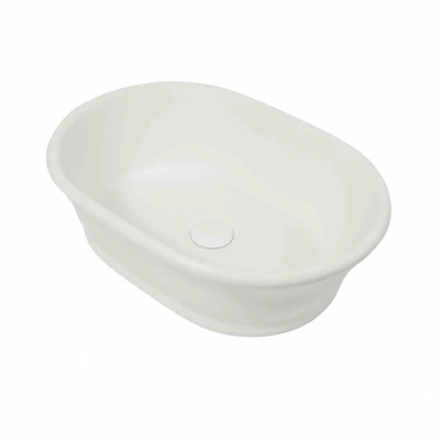 TURNER HASTINGS CAMBRIDGE OVAL TITANCAST SOLID SURFACE ABOVE COUNTER BASIN GLOSS WHITE 535MM
