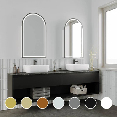 REMER BLANCA CUSTOM COLOURS FRAMED WHITE LED SHAVING CABINET 504X904MM
