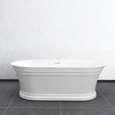 ATTICA HAMPTON FREESTANDING BATHTUB WITH OVERFLOW GLOSS WHITE 1500MM