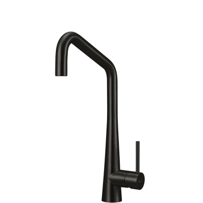 OLIVERI ESSENTE 316 LEAD FREE SQUARE GOOSE NECK KITCHEN MIXER 443MM BRUSHED BLACK
