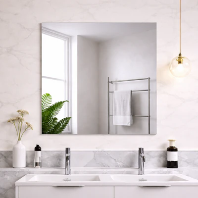 POSEIDON JASPER SQUARE FRAMELESS PENCIL EDGE PLAIN MIRROR 750X750MM
