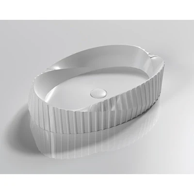 INFINITY ABOVE COUNTER CERAMIC BASIN OVAL GLOSS WHITE 600MM