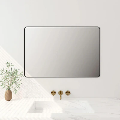 MERCIO ALUMINIUM FRAMED RECTANGULAR MIRROR MATTE BLACK 900X750MM
