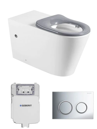 INSPIRE BELLA BACK TO WALL RIMLESS TOILET SUITE GLOSS WHITE