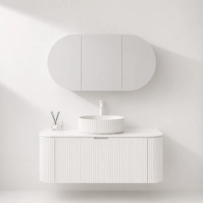 LUKKA ALLISON MATTE WHITE MIRROR SHAVING CABINET 1500MM