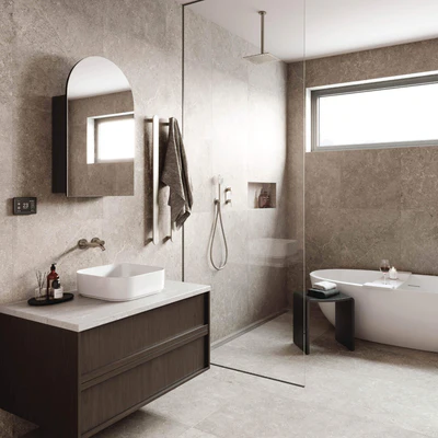 THERMOGROUP ABLAZE ARCH MIRROR CABINET BLACK 500X800MM