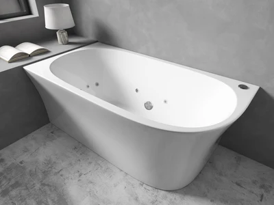 BROADWAY FS7 FREESTANDING LEFT CORNER SPA BATHTUB GLOSS WHITE (AVAILABLE IN 1500MM AND 1700MM) WITH 10 JETS